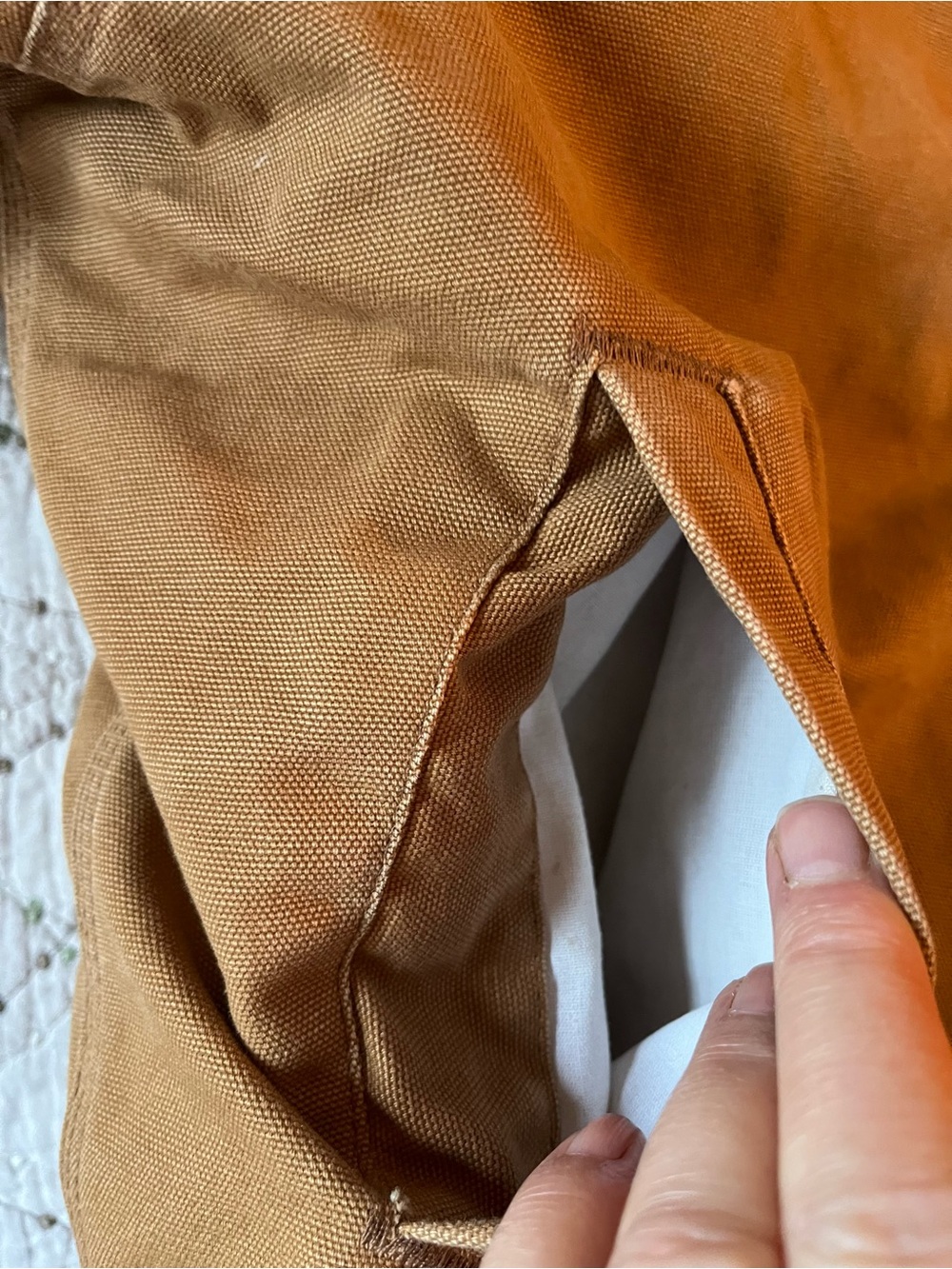 Carhartt Jacket Brown Canvas Red Quilted Lining Western Style Shoulder Yokes USA - Picture 14 of 16